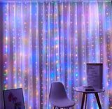 Світлодіодна гірлянда-штора роса Niki Light 2x2 м, 300 LED, RGB різнокольоровий, від USB, пульт штора роса 2/2 кольорова фото