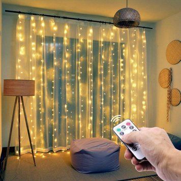Світлодіодна гірлянда-штора роса Niki Light 3x3 м, 450 LED, теплий білий, від USB, пульт штора роса фото