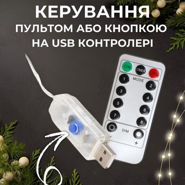 Світлодіодна гірлянда-штора роса Niki Light 3x3 м, 300 LED, райдужна, пульт, блок живлення штора райдужна 3/3 фото