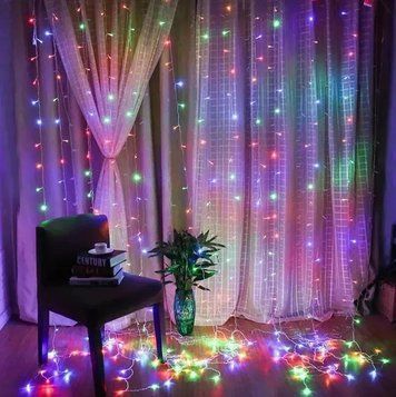 Светодиодная гирлянда-занавес Xmas 220В с Пультом ДУ 204LED 3x2м Разноцветная CRC20432M фото
