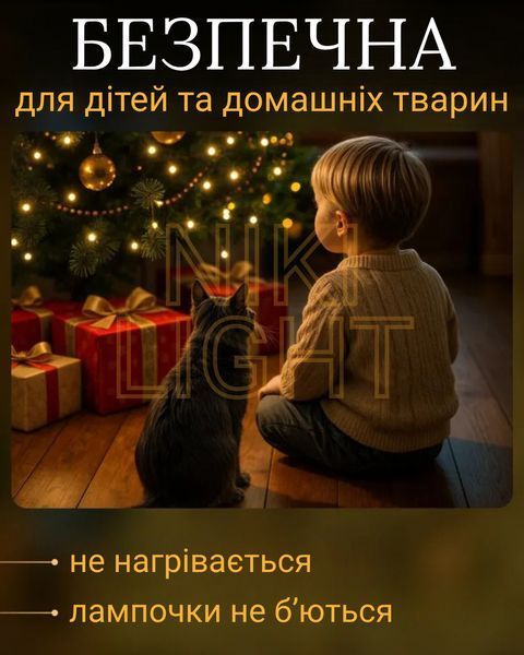 Гірлянда роса мішура на зеленому проводі 30 метрів 900лед Niki Light хвойна лапа з режимами вулична гірлянда на пульті тепло біла мішура 30м тб фото