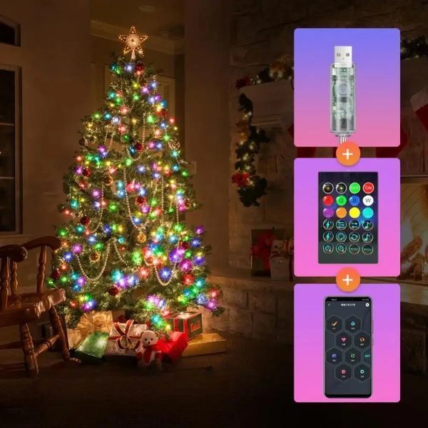 Умная смарт гирлянда Niki Light smart роса rgb управления через смартфон пульт 20 метров 200 лед smart 20m фото
