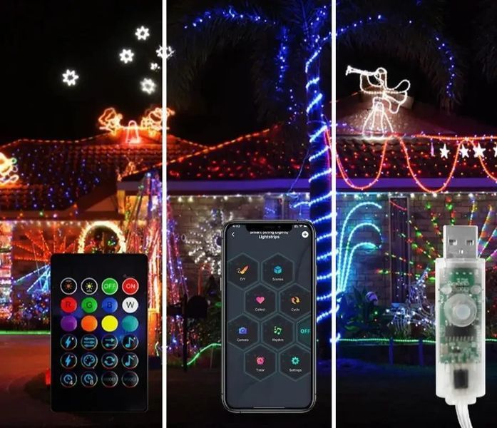 Умная смарт гирлянда Niki Light smart роса rgb управления через смартфон пульт 20 метров 200 лед smart 20m фото