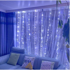 Світлодіодна гірлянда штора роса Niki Light штора від USB 8 режимів гірлянда завіса з Пультом 15 ліній 300 лед 2x2м біла холодний білий Світлодіодна гірлянда штора роса Niki Light штора від USB 8 режимів гірлянда завіса з Пультом 15 ліній 300 лед 2x2м біла холодний білий