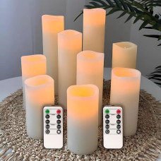 Набір світлодіодних LED свічок Niki Light 9 шт лед свічка з імітацією воску різних розмірів з пультом керування тепло біла