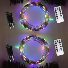 Комплект 2 Гірлянди роса на зеленому проводі 30 метрів 300 лед Niki Light капля роси з режимами вулична гірлянда на пульті Мультиколор Комплект 2 Гірлянди роса на зеленому проводі 30 метрів 300 лед Niki Light капля роси з режимами вулична гірлянда на пульті Мультиколор