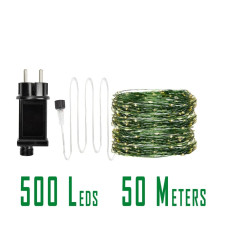 Гірлянда Роса на зеленому проводі 50 метрів з Режимами, тепло-біла Гірлянда Роса на зеленому проводі 50 метрів з Режимами, тепло-біла