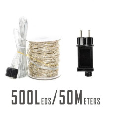 Гірлянда Роса 50 метрів 500 лед з Режимами, біла