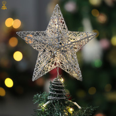 Різдвяна зірка на ялинку новорічна верхівка для ялинки Niki Light віфлеємська зірка на ялинку срібна 28см з гірляндою 20лед