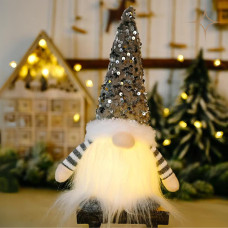 Новорічний гном під ялинку з підсвіткою новорічна фігурка під ялинку висота 30 см світильник на батарейках гном сірий Новорічний гном під ялинку з підсвіткою новорічна фігурка під ялинку висота 30 см світильник на батарейках гном сірий