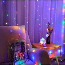 Світлодіодна гірлянда штора роса Niki Light штора від USB 8 режимів гірлянда завіса з Пультом 15 ліній 300 лед 3x2м мультиколор різнокольорова Світлодіодна гірлянда штора роса Niki Light штора від USB 8 режимів гірлянда завіса з Пультом 15 ліній 300 лед 3x2м мультиколор різнокольорова