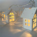 Гірлянда дерев'яні будиночки 10 шт. 2 метри на батарейках (Батарейки в комплекті)