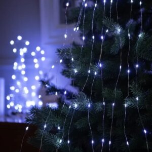 Гірлянда світлодіодна Кінський хвіст 2 м 10 ниток 200 LED від мережі 8 режимів холодний білий