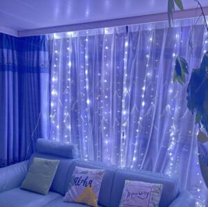 Світлодіодна гірлянда штора роса Niki Light штора від USB 8 режимів гірлянда завіса з Пультом 15 ліній 300 лед 2x2м біла холодний білий