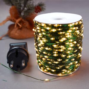 Гірлянда роса на зеленому проводі 50 метрів 500 лед Niki Light капля роси з режимами вулична гірлянда на пульті тепло біла