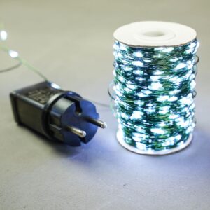 Гірлянда роса на зеленому проводі 50 метрів 500 лед Niki Light капля роси з режимами вулична гірлянда на пульті Біла