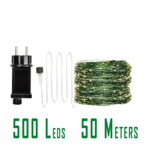 Гірлянда Роса на зеленому проводі 50 метрів з Режимами, тепло-біла