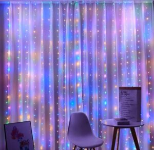 Світлодіодна гірлянда штора роса Niki Light штора від USB 8 режимів гірлянда завіса з пультом 15 ліній 450 лед 3x3м мультиколор різнокольорова