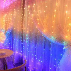 Світлодіодна гірлянда штора роса Niki Light від USB 8 режимів вогники на вікно завіса з пультом 300 лед 3x3м різнокольорова райдужна + блок живлення