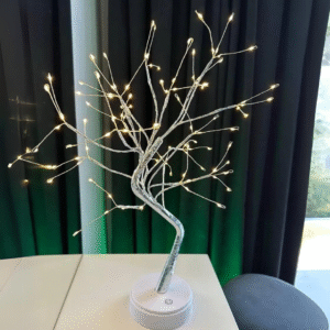 Світильник на батерейках нічник від юсб дерево роса Niki Light сріблястого кольору теплий білий USB + 3AA