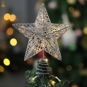 Різдвяна зірка на ялинку новорічна верхівка для ялинки Niki Light віфлеємська зірка на ялинку срібна 28см з гірляндою 20лед