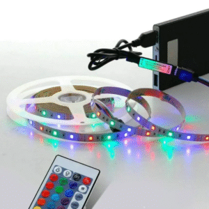 Світлодіодна лента 5 метрів RGB з Bluetooth багатокольорова самоклеюча LED стрічка живлення від USB