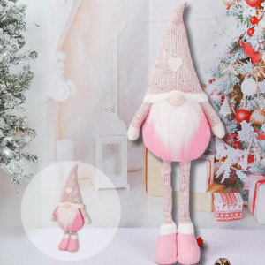 Новорічний гном під ялинку гном на ніжках декоративна фігура під ялинку Niki Light скандинавський гном 70 см рожевий