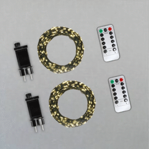 Комплект 2 гірлянди роса на зеленому проводі 30м 300 лед Niki Light капля роси з режимами вулична гірлянда на пульті тепло біла