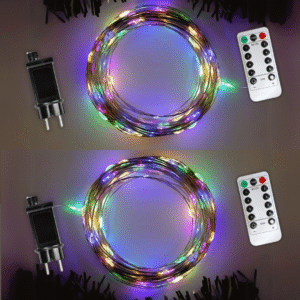 Комплект 2 Гірлянди роса на зеленому проводі 30 метрів 300 лед Niki Light капля роси з режимами вулична гірлянда на пульті Мультиколор