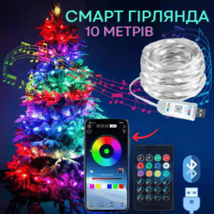 Розумна смарт гірлянда Niki Light smart роса rgb керування через смартфон пульт 10 метрів 100 лед